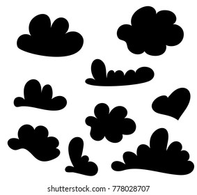 Hand drawn cloud set isolated on white. Sketch speech cloud set. Vector Collection of Hand Drawn Doodle Style. Vector illustration for your design.
