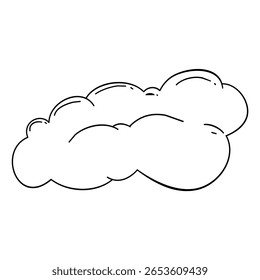 Dibujado a mano estilo de boceto de nube Esquema simple Ilustración monocromática aislada