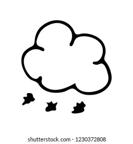Hand drawn cloud with snow doodle. Sketch winter icon. Decoration element. Isolated on white background. Vector illustration.