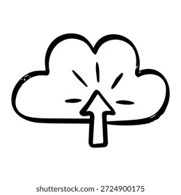 Handgezeichnete Cloud-Upload-Symbol-Illustration im Doodle-Stil.