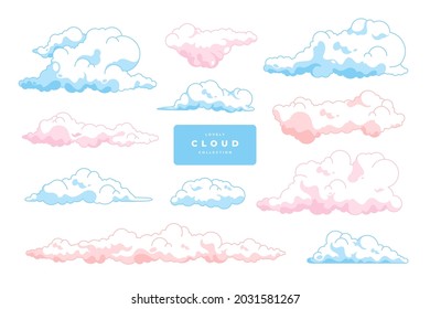 hand drawn cloud vector template collection