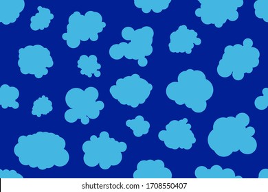 Hand drawn clouds background, baby blue clouds seamless pattern for textile, fabric, sky cute vector illustration, doodle abstract wallpaper