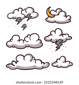 Dibujado a mano nubes ilustración de dibujos animados
