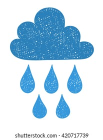 Hand drawn clouds and drops seamless pattern. Rain sketch