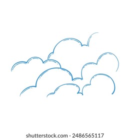 Hand drawn of clouds esoteric symbol. Alchemy mystical magic elements isolated on white background.