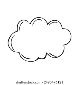 Handgezeichnetes Wolken-Symbol. Bewölkte Doodle-Skizze, Wolken-Wetter-Symbol-Kritzelei-Designelement isoliert, skizzenhaft handgezeichnete Vektorgrafik-Imitation