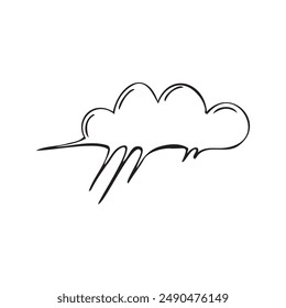 Hand drawn clouds icon. Cloudy doodle sketch, cloud weather symbol scribble design element isolated, sketchy handdrawn ink vector imitation