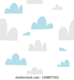 Hand drawn clouds, kids vector pattern illustration. Creative vector illustration.Sketch for wrapping paper, textile, background fill, fabric. 