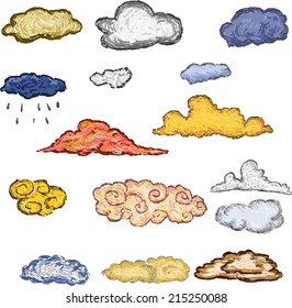 hand drawn clouds painting art