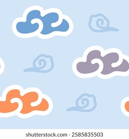 hand drawn clouds seamless pattern design