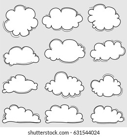 Hand Drawn Clouds  Set.