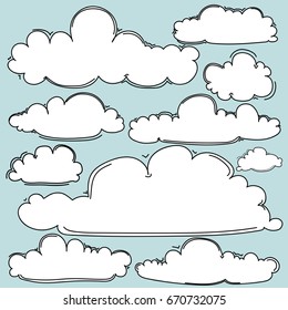 Hand Drawn Clouds Set Stock Vector (Royalty Free) 670732075 | Shutterstock