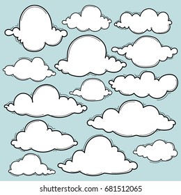 Hand Drawn Clouds Set.