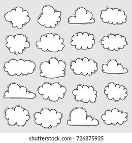 Hand Drawn Clouds Set.