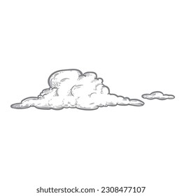 Hand drawn clouds. Sketch style vintage illustration. Vector illustration. 