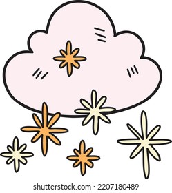 Hand Drawn clouds and snow illustration isolated on background
