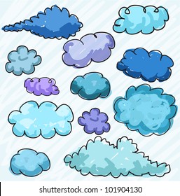 Hand Drawn Clouds, Vector