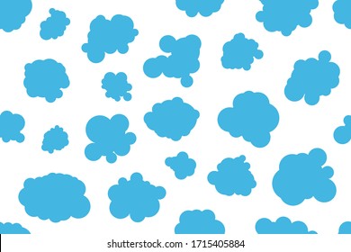 Hand drawn clouds white background, baby clouds seamless pattern for textile, fabric, sky cute vector illustration, doodle blue abstract wallpaper