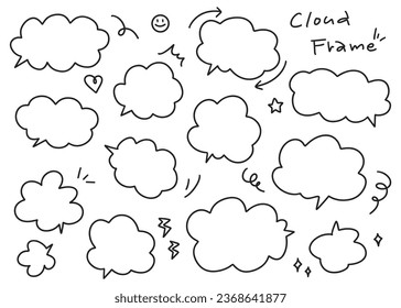 Hand drawn cloud-shaped balloon set, vector material,speech bubble