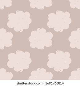 Hand drawn cloudy texture wallpaper. Hand drawn cloud sky seamless pattern.  Design for fabric, textile print, wrapping paper, childish textiles. Doodle vector illustration. 