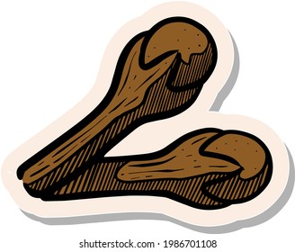 Hand drawn clove in sticker style vector illustration