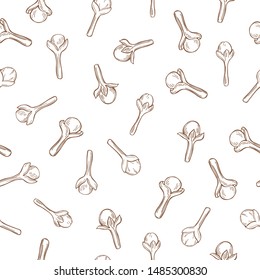 Hand drawn clove.  Vector  seamless pattern.