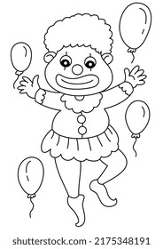 handgezeichnetes Clown-Lächeln, süß zum Färben von Seite oder Buch