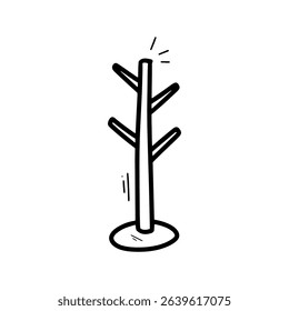 Hand Drawn Coat Rack Illustration. Doodle Vector. Isolated on White Background - EPS 10 Vector