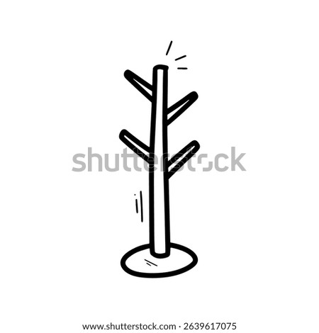 Hand Drawn Coat Rack Illustration. Doodle Vector. Isolated on White Background - EPS 10 Vector