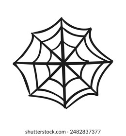 Telaraña dibujada a mano sobre un fondo blanco.