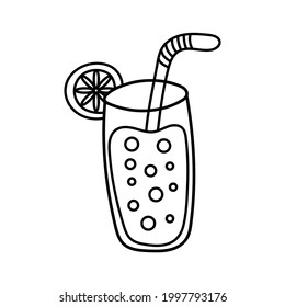 Hand Drawn cocktail doodle. Sketch style icon. Decoration element. Isolated on white background.