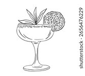 Hand drawn cocktail drink. La dolce vita Italy vacation bar element. Perfect for wallpaper, template, banner, wall decor, print, postcard, cover. Vector Line art doodle illustration 