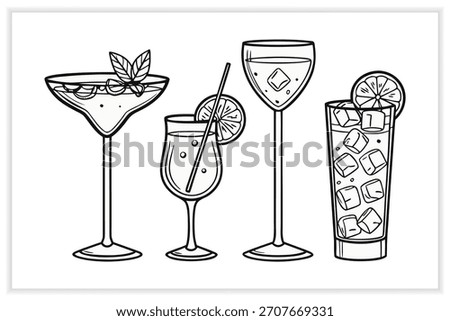 Hand Drawn Cocktail Icons and Drink Illustrations Set
