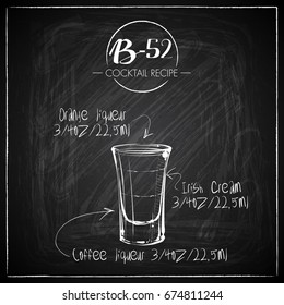 Hand drawn cocktail illustration on a chalkboard background. Vector collection.