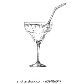 Hand drawn cocktail isolated on white background. Vector illustration of a sketch style.