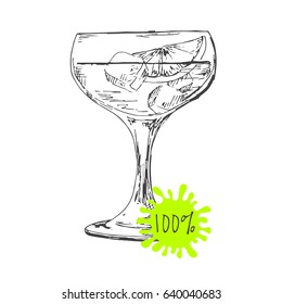 Hand drawn cocktail isolated on white background. Vector illustration of a sketch style.