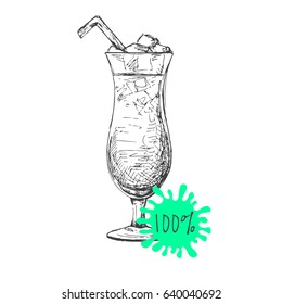 Hand drawn cocktail isolated on white background. Vector illustration of a sketch style.