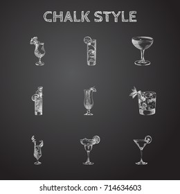Hand Drawn Cocktail Sketches Set. Collection Of Margarita, Daiquiri, Pina Colada And Other Sketch Elements.