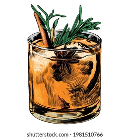 Hand drawn cocktail vector illustration.