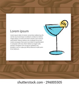 Hand drawn cocktail. Vector illustration.  Illustration for cooking site, menus, books.
