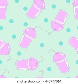 Hand drawn cocktails seamless pattern. Doodle beverages background for your design. Vector