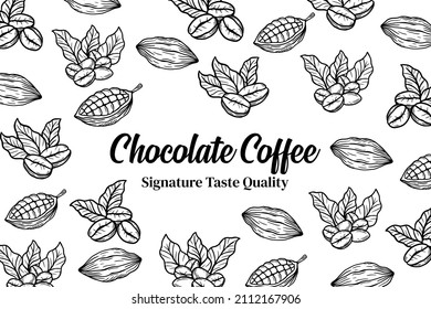 Hand Drawn Cocoa Chocolate Coffee Shop Background illustration
