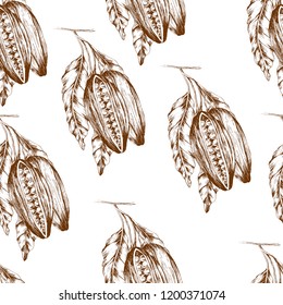 Hand drawn cocoa seamless pattern, vector
