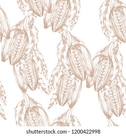 Hand drawn cocoa seamless pattern, vector