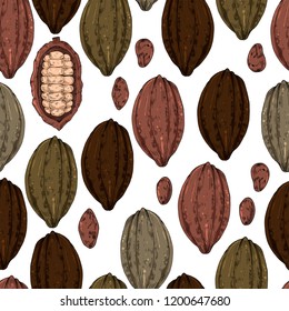 Hand drawn cocoa seamless pattern, vector