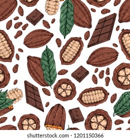 Hand drawn cocoa seamless pattern, vector