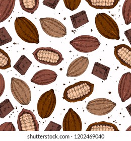Hand drawn cocoa seamless pattern, vector