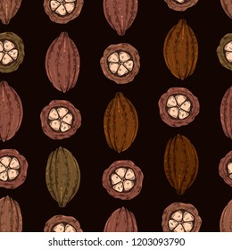 Hand drawn cocoa seamless pattern, vector