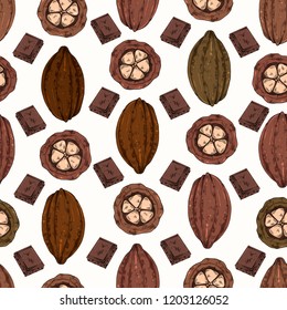 Hand drawn cocoa seamless pattern, vector