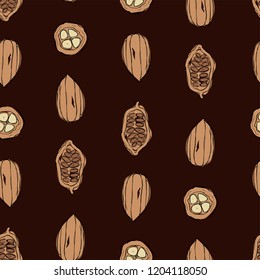 Hand drawn cocoa seamless pattern, doodle vector